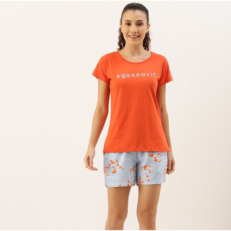 Clt.s Women Tshirt & Shorts Orange Buy Clt.s Women Tshirt & Shorts