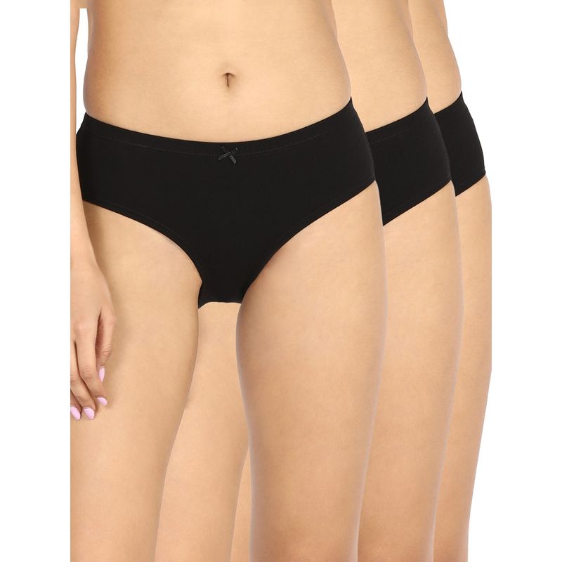 Nykd by Nykaa Pack of 3 Cotton Hipster With Anti Odor-Nyp100-All Black (M)