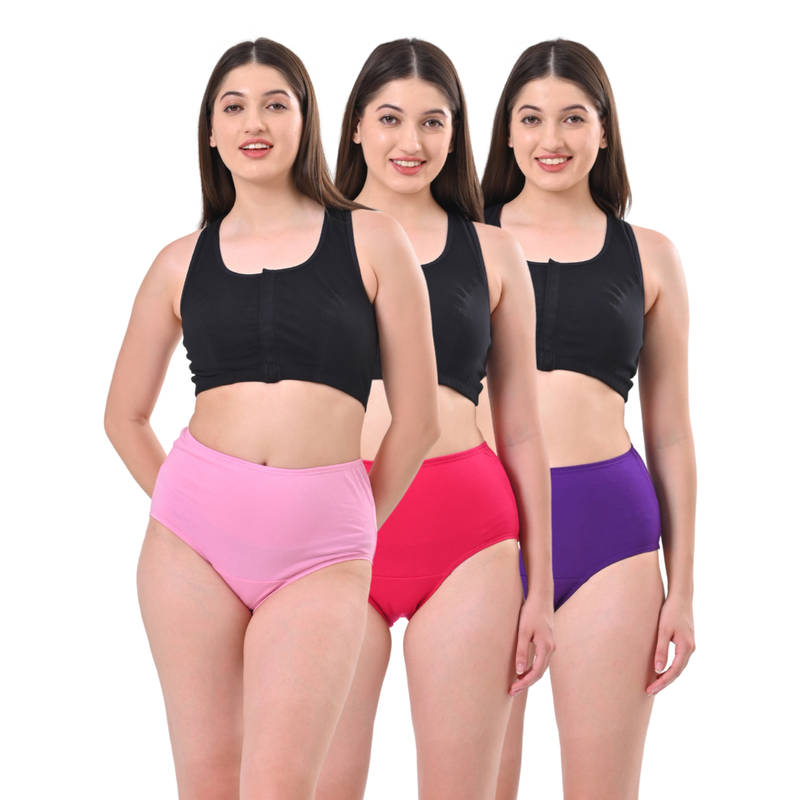 Adira High Waisted Pink & Purple Briefs (Pack of 3) (S)