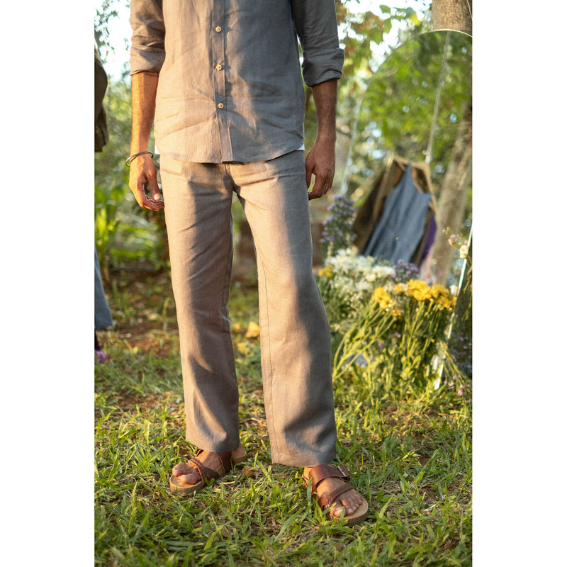 Creatures of Habit Linen Pull-Up Pant- Slate Grey (S)