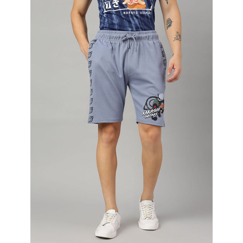 Free Authority Naruto Print Regular Fit Blue Cotton Blend Men Shorts (XL)