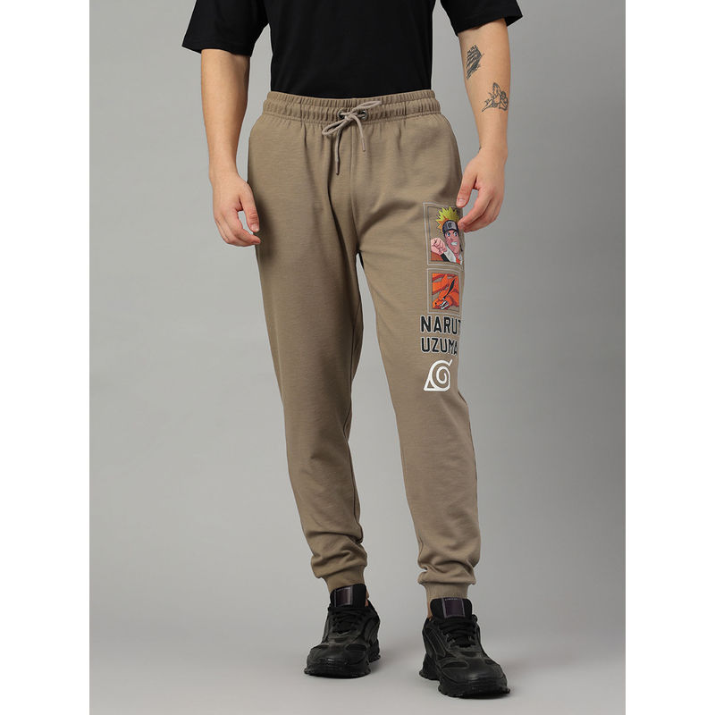 Free Authority Naruto Print Regular Fit Brown Cotton Blend Men Jogger (XL)