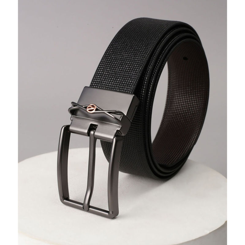 Van Heusen Men Black Textured Formal Reversible Belt (XL)