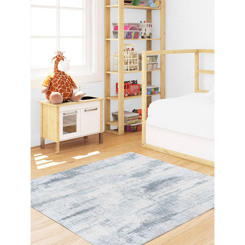 Neu Looms Handmade Viscose Wool Anti-Skid Blue Rug (6x9 feet)