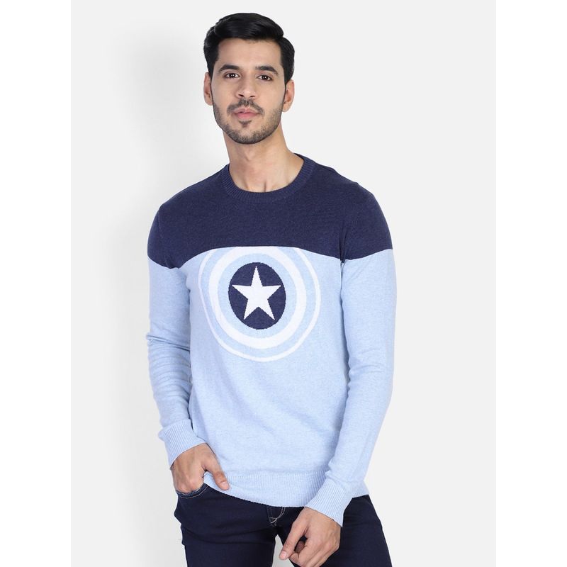 Free Authority Blue Captain America Printed Sweatshirt (S) (S)