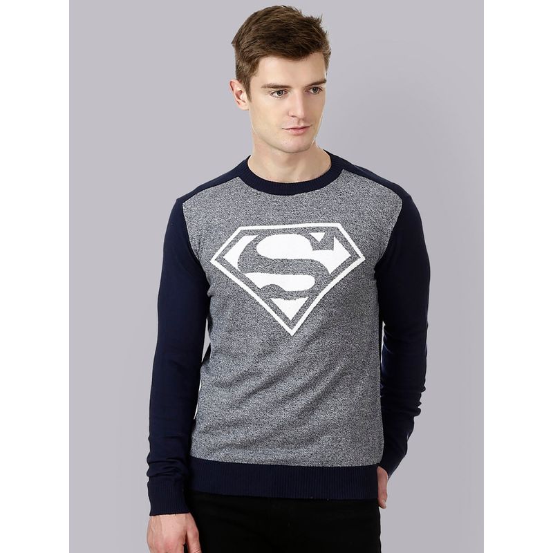 Free Authority Superman Featured Navy Sweater For Men (S) (S)