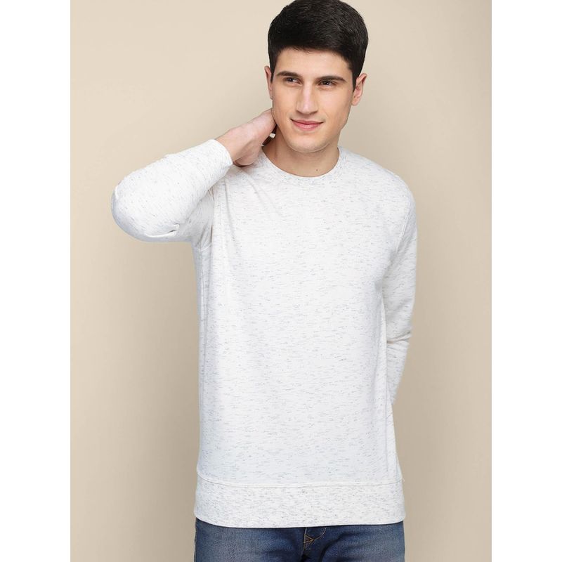 Free Authority Men White Coloured Solid Pullover Sweatshirt (S) (S)