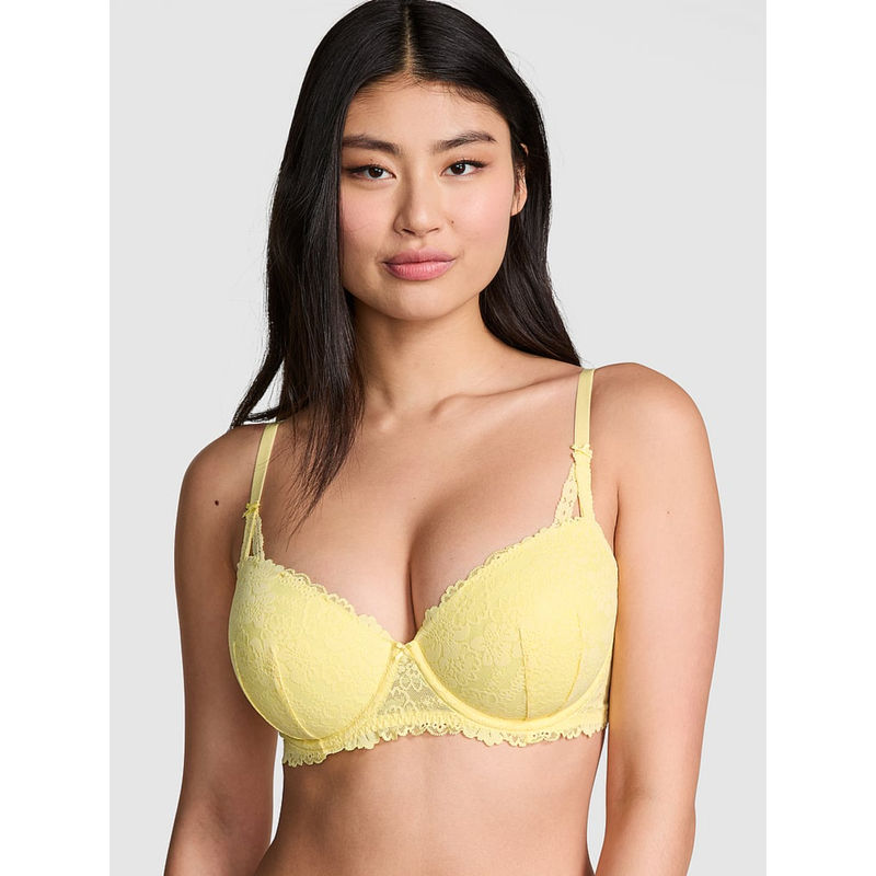 Victoria's Secret Pink Wink Lightly Lined Yellow Balconette Bra (38DD)