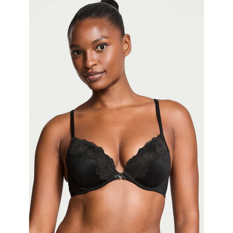 Victoria's Secret Black Lace-Trim Push-Up Bra (38DDD)
