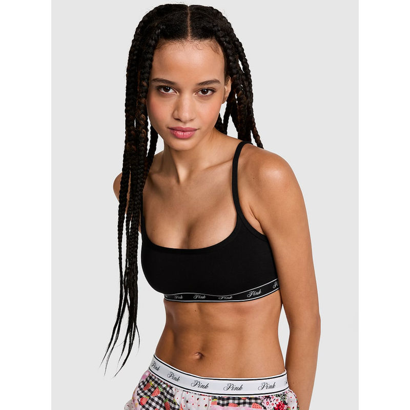 Victoria's Secret Pink Cotton Scoop Black T-Shirt Bra (XL)