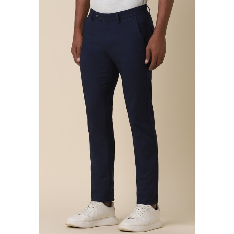 Buy Allen Solly Men Navy Blue Slim Fit Solid Casual Trouser Online