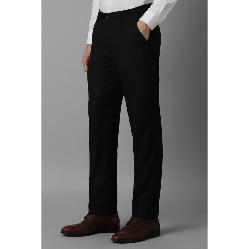 Louis Philippe Men Black Slim Fit Solid Flat Front Formal Trouser (32)