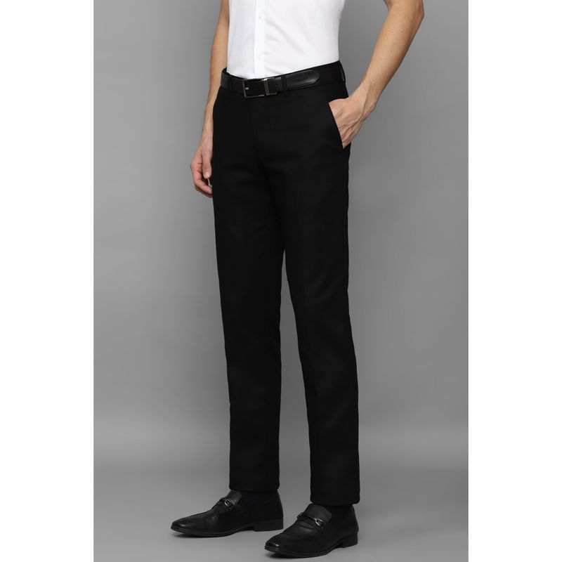 Louis Philippe Men Black Slim Fit Solid Flat Front Formal Trouser (30)