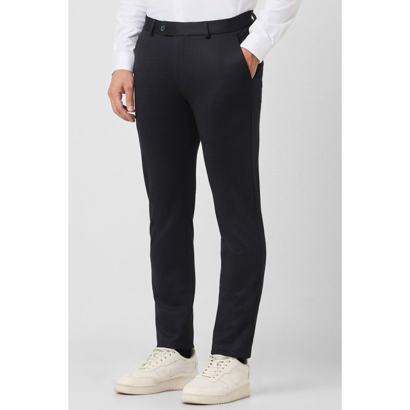 Peter England Men Black Checks Super Slim Fit Formal Trouser (32)