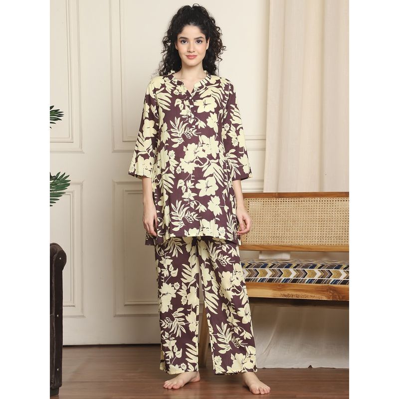 Indreams Women Printed Night Suit (Set of 2) (L)