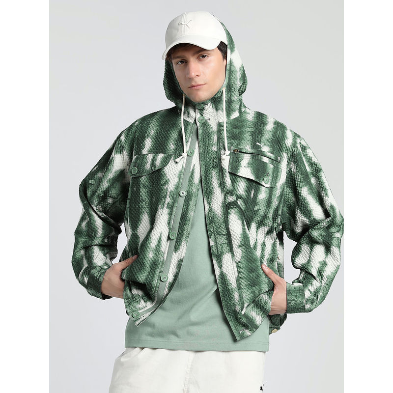 Puma Green Palais Artisan Seersucker Men's Oversized Jacket (XS)