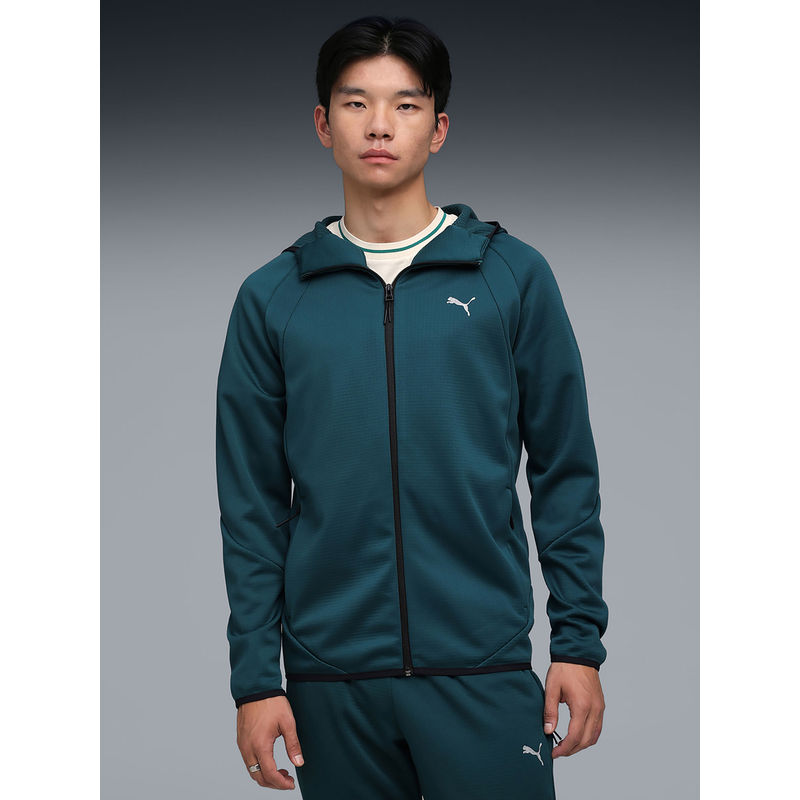 Puma Teal Evo stripe Men's Warm Full-Zip Hoodie (XS)