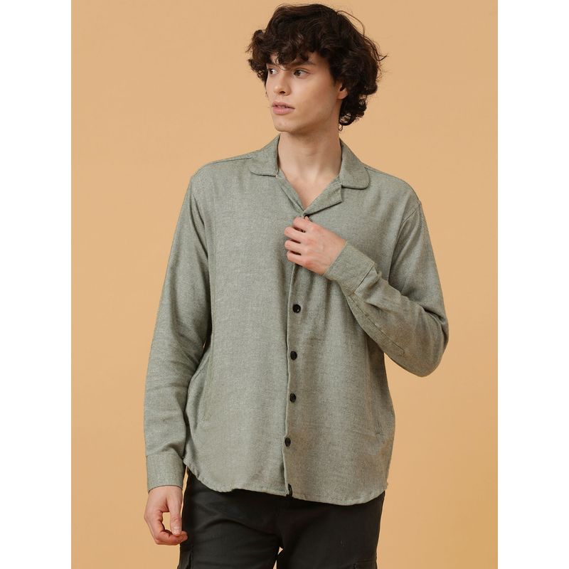 JAVINISHKA Sustainable Green Heavy Flannel Baggy Fit Shirt (XS)