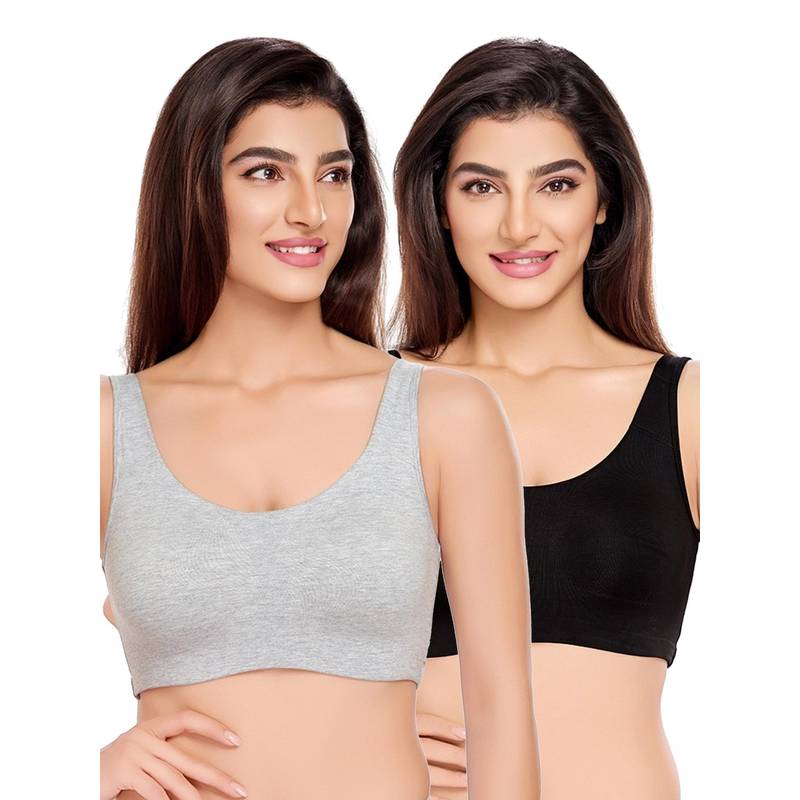 Juliet Womens Unlined Ease Non Padded Sports Bras (Pack of 2) (3XL)