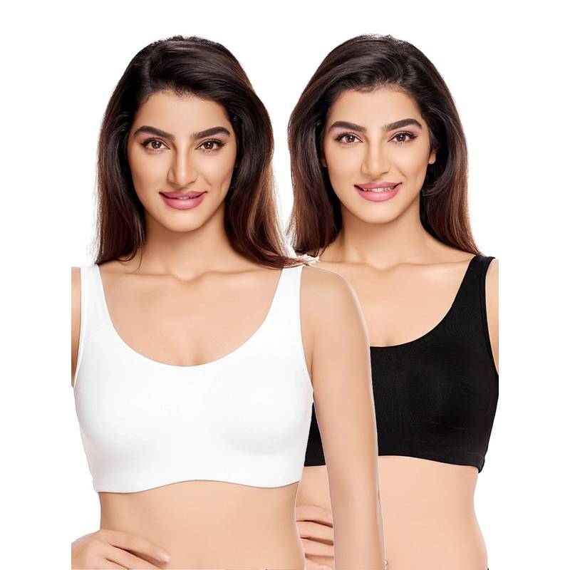 Juliet Womens Unlined Ease Non Padded Sports Bras (Pack of 2) (L)
