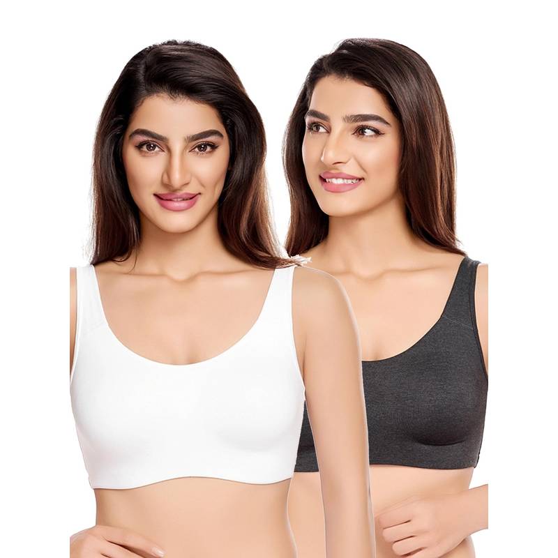 Juliet Womens Unlined Ease Non Padded Sports Bras (Pack of 2) (L)