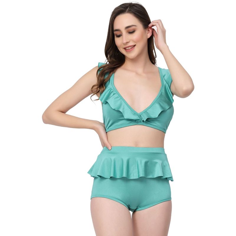 Cukoo Padded Sea Green Two Piece Tankini Swimwear (2XL)