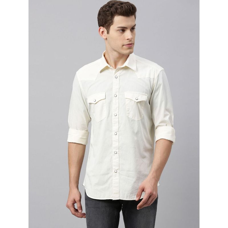 Buy RARE RABBIT Off White Solid Casual Shirt Online