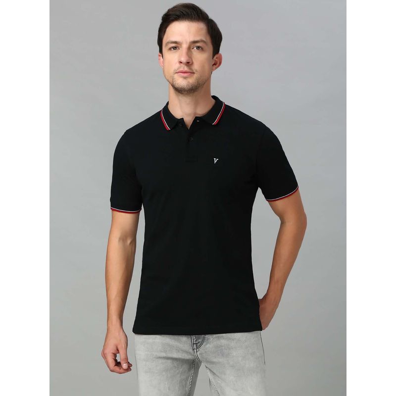Van Heusen Innerwear Men Solid Cotton Polo T-Shirt with Pocket - Black (2XL)
