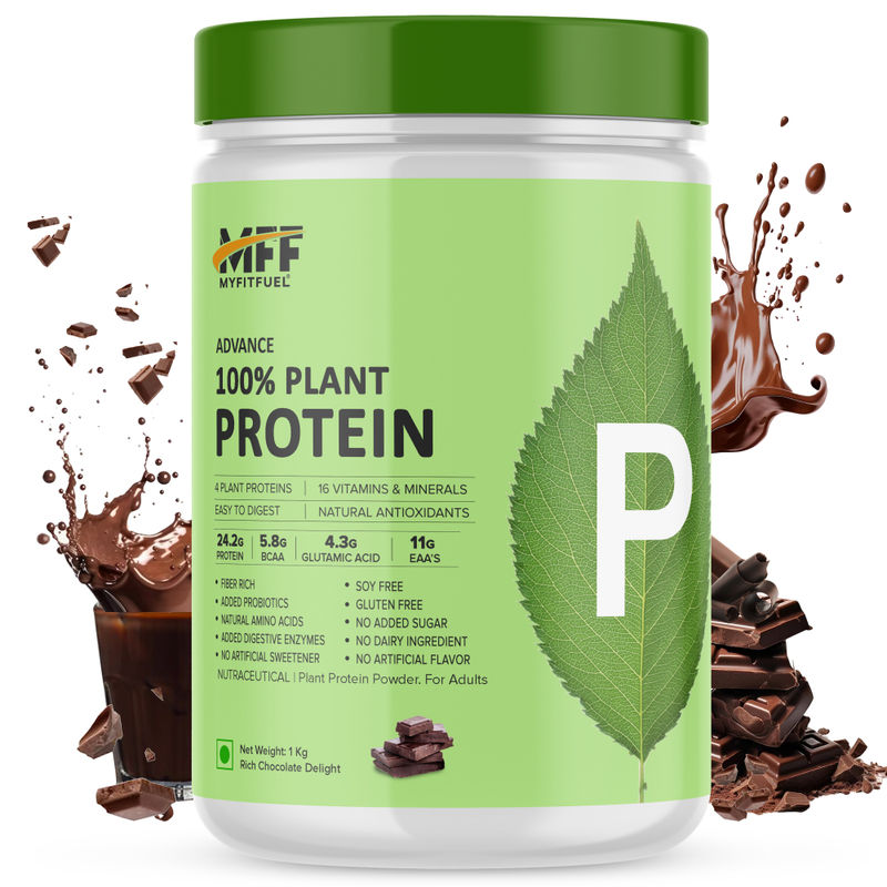 MyFitFuel Advance 100% Plant Protein +16 Vitamins, Antioxidant, Easy to Digest Rich Chocolate(1000g)