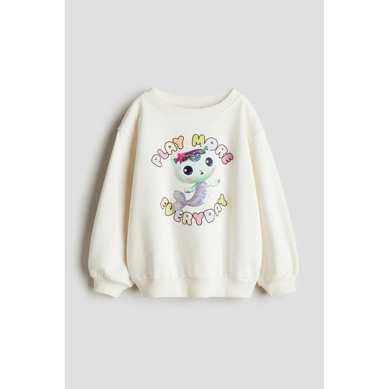 H&M White Motif-Detail Sweatshirt (3-4 Years) (3-4 Years)
