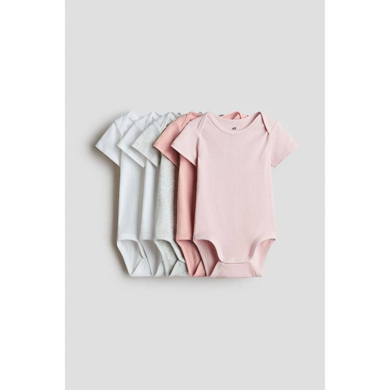 H&M Grey 5-Pack Cotton Bodysuits (0-1 Months)