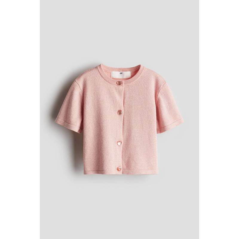 H&M Pink Fine-Knit Glittery Cardigan (4-6 Years) (4-6 Years)