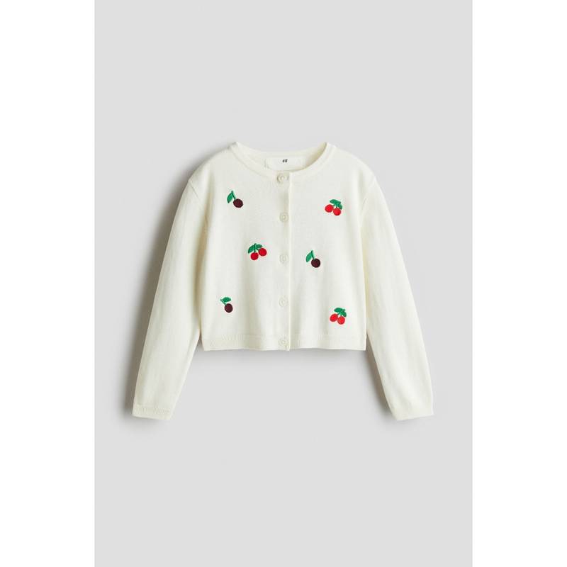 H&M White Embroidery-Detail Cotton Cardigan (2-4 Years) (2-4 Years)