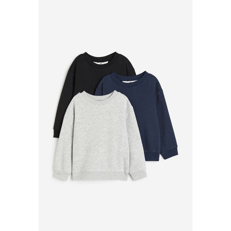 H&M Blue 3-Pack Brushed-Inside Sweatshirts (1-2 Years)