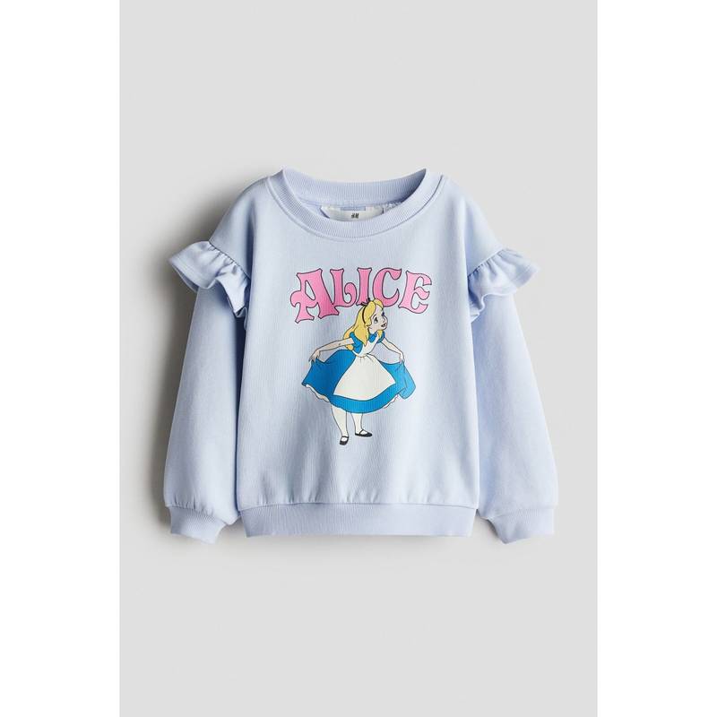H&M Blue Frill-Trimmed Printed Sweatshirt (2-4 Years) (2-4 Years)
