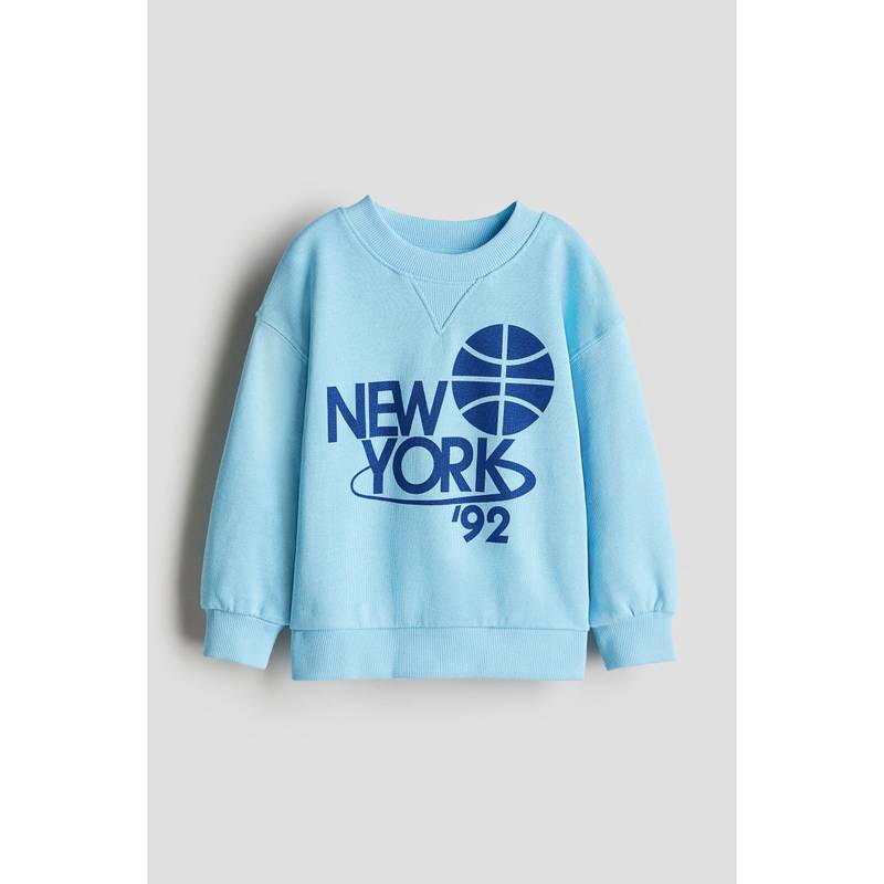 H&M Blue Printed Crew-Neck Sweatshirt (2-4 Years) (2-4 Years)