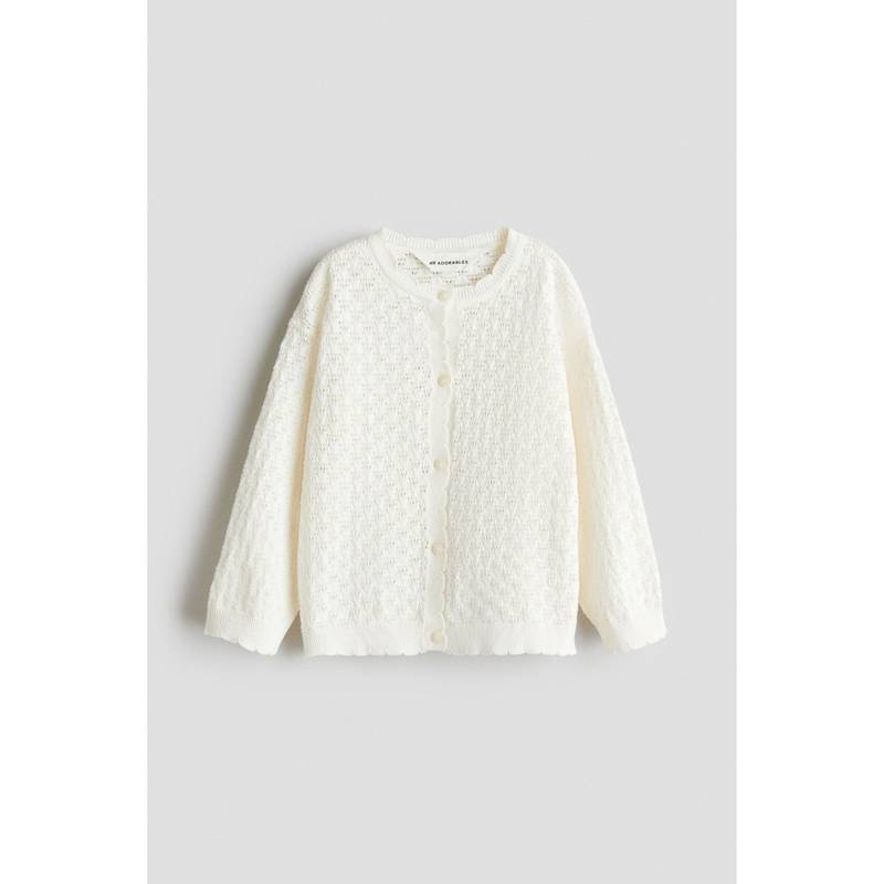 H&M White Pointelle-Knit Cotton Cardigan (2-4 Years) (2-4 Years)