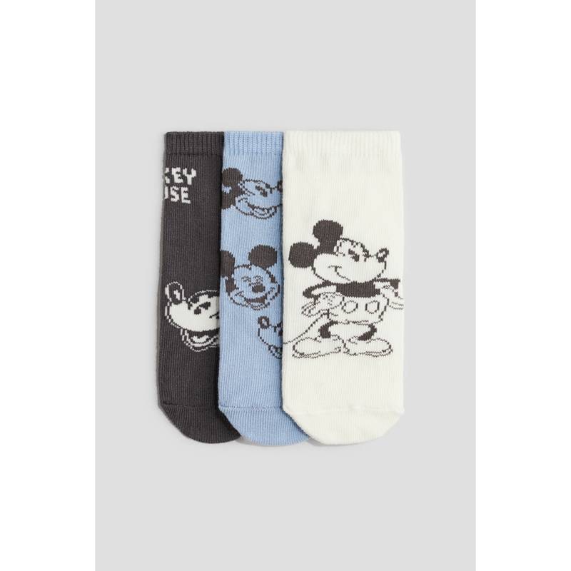 H&M 3-Pack Motif-Detail Socks Blue (000)