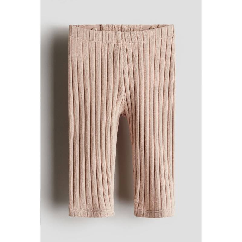 H&M Wide-Ribbed Cotton Leggings Pink (1-2 Months) (1-2 Months)