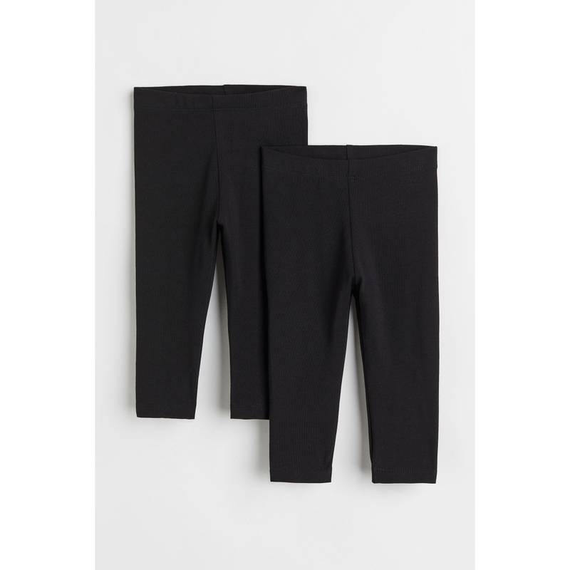 H&M 2-Pack Cotton Leggings Black (0-1 Months)