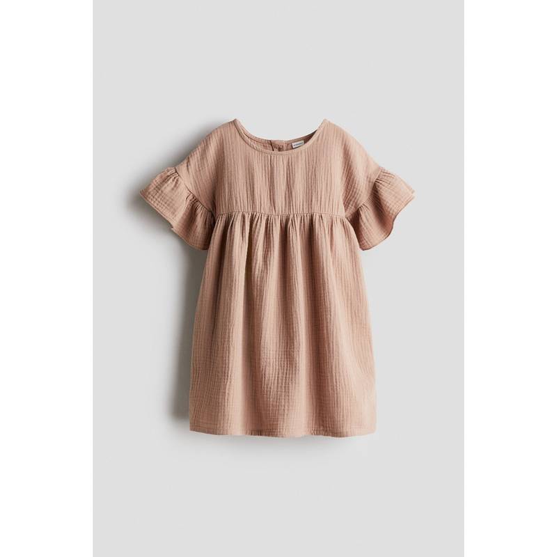 H&M Cotton Muslin Dress Beige (7-8 Years) (7-8 Years)