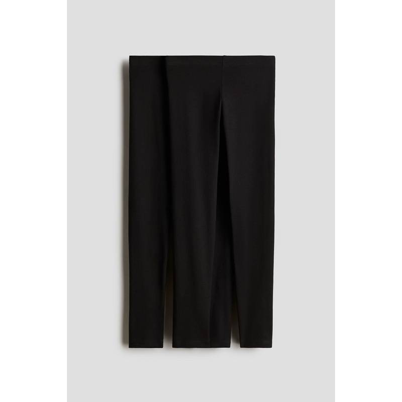H&M 2-Pack Cotton Leggings Black (8-9 Years)
