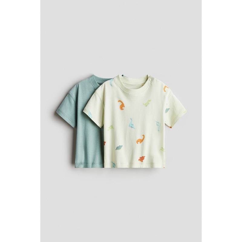 H&M 2-Pack Cotton T-Shirts Green (9-12 Months)