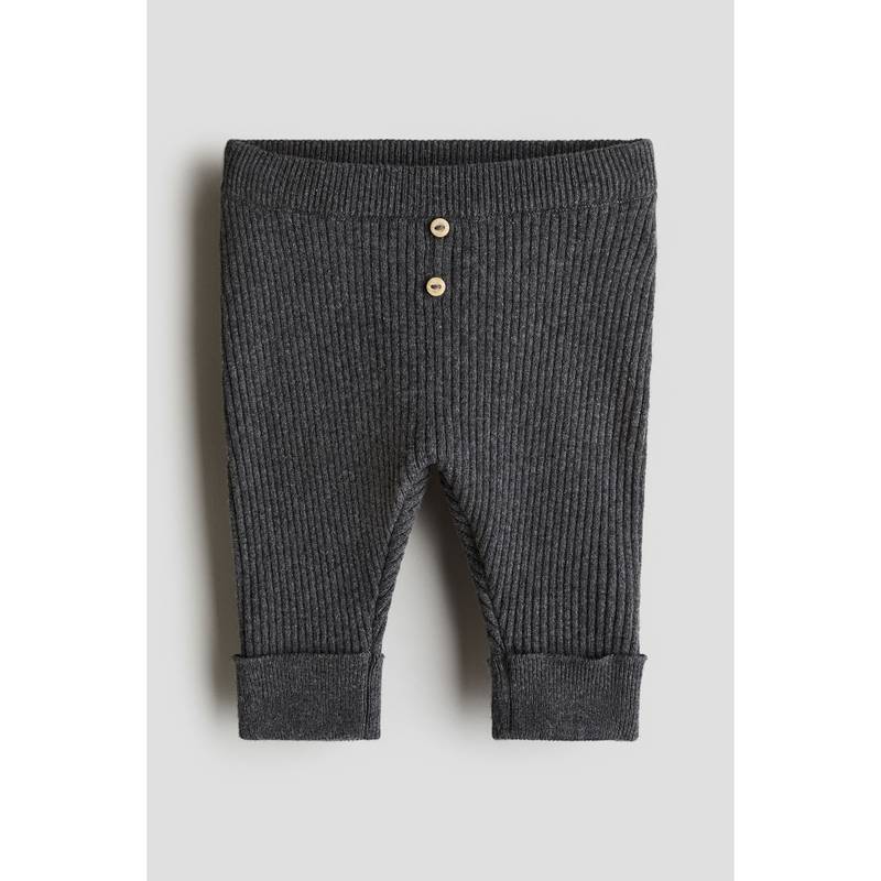 H&M Rib-Knit Trousers Grey (0-1 Months) (0-1 Months)