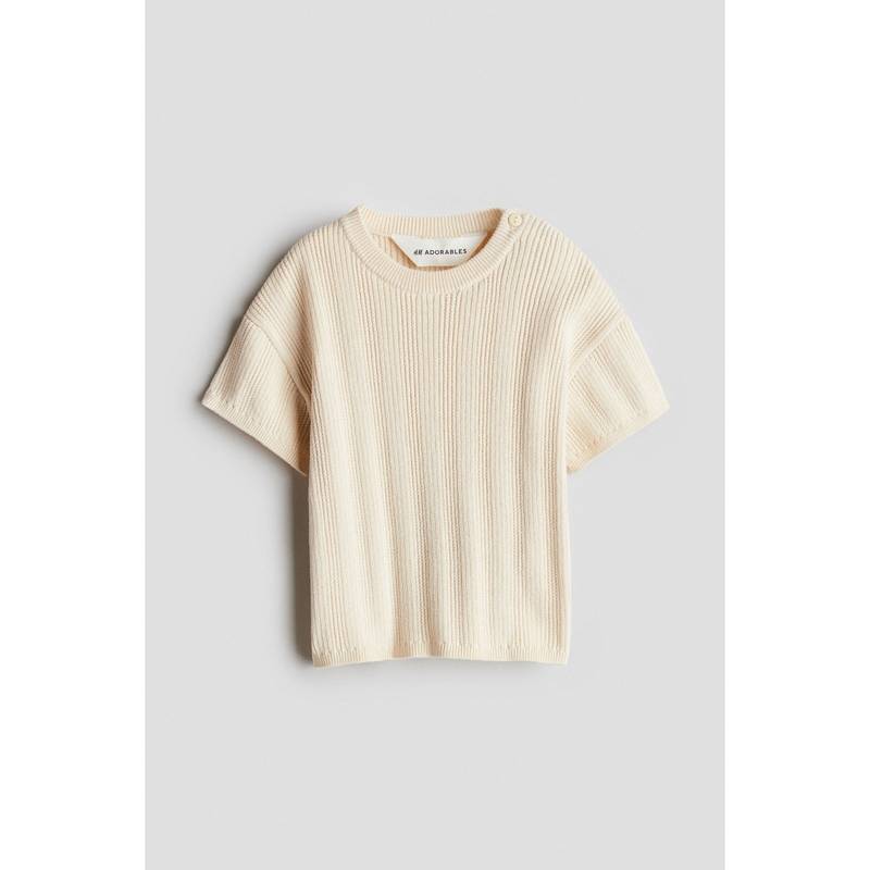 H&M Rib-Knit T-Shirt Beige (6-9 Months) (6-9 Months)
