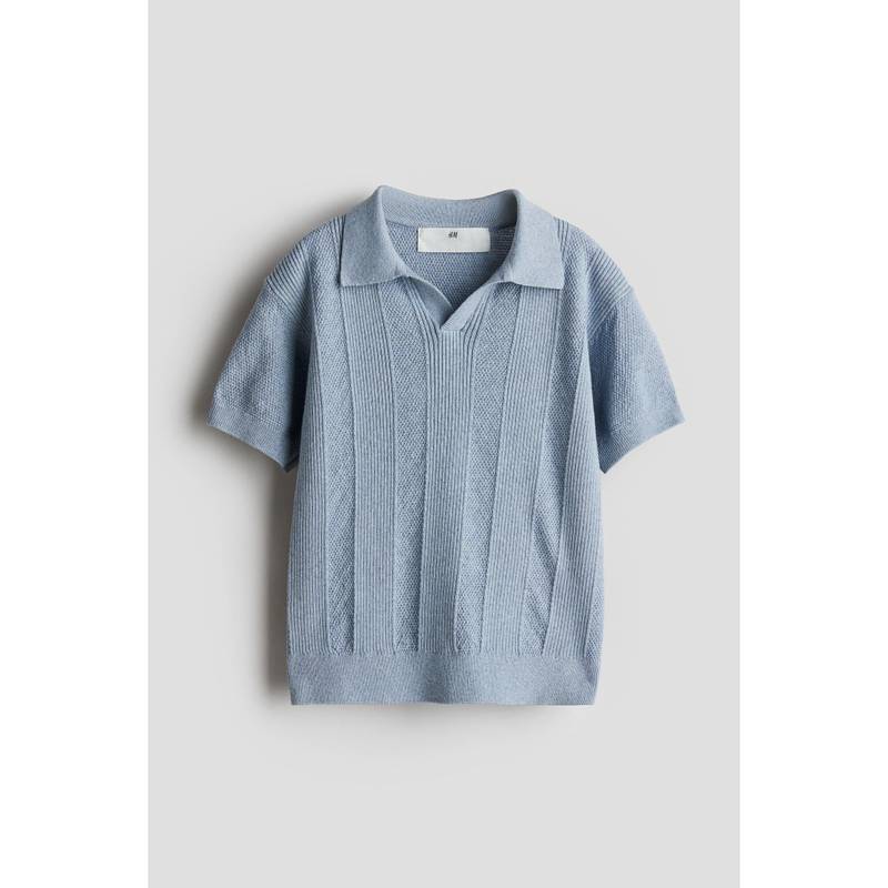 H&M Knitted Polo Shirt Blue (6-8 Years) (6-8 Years)