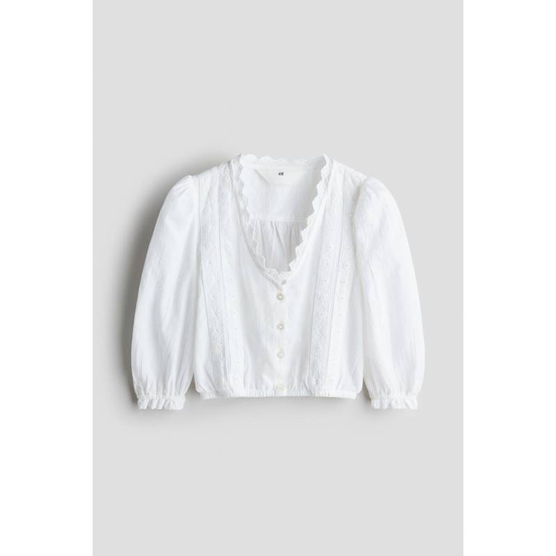 H&M Broderie-Anglaise Blouse White (8-9 Years) (8-9 Years)