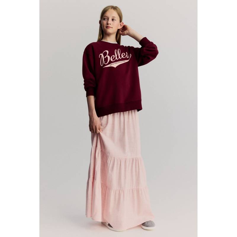 H&M Tiered Cotton Skirt Pink (14 Years Above) (14 Years Above)