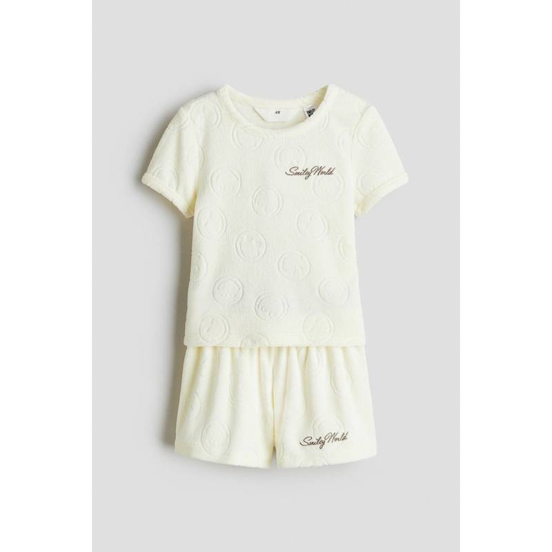 H&M 2-Piece Embroidery-Detail Terry Set Yellow (13-14 Years)