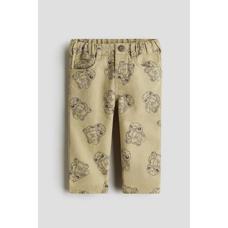 H&M Printed Twill Trousers Beige (4-6 Months) (4-6 Months)